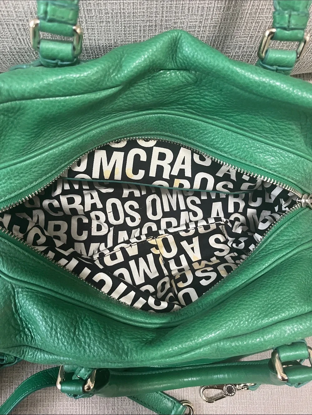 Marc Jacobs Green Pebbled Leather Satchel